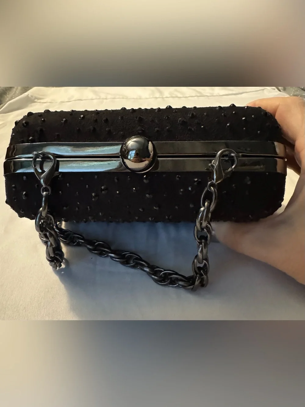 WHBM Black Crystal-Embellished Evening Clutch - Picture 3 of 8